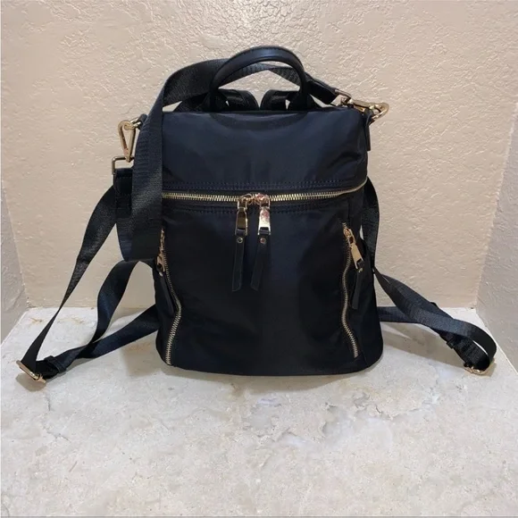 Miztique Sienna Nylon Convertible Backpack In Black - Picture 3 of 11